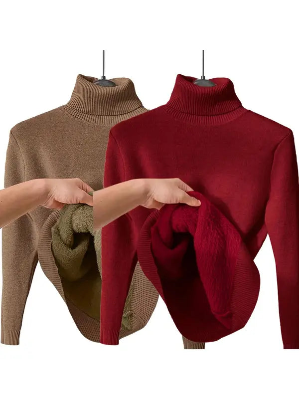Fleece-Lined Turtleneck Sweater