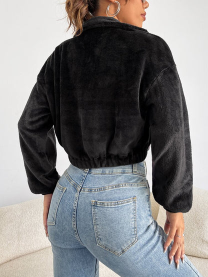 LuxePlush Crop Teddy Jacket