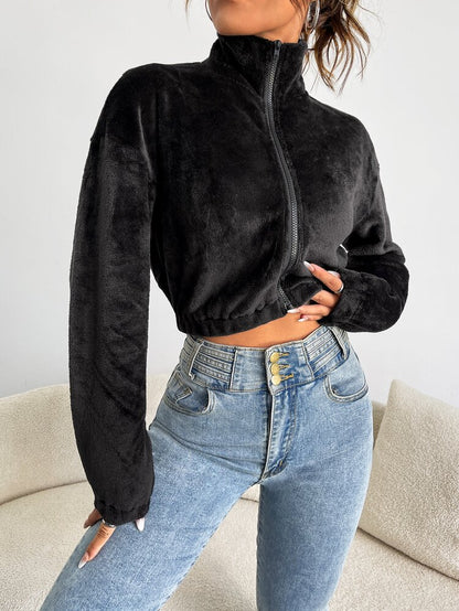 LuxePlush Crop Teddy Jacket