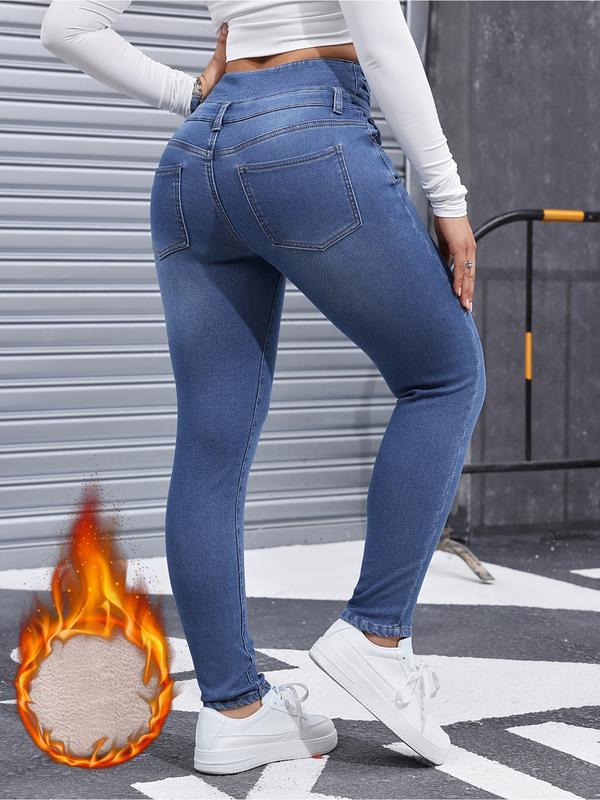 Elegant Sculpt-Fit Fleece Denim