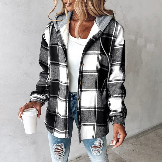 UrbanPlaid Hooded Shacket