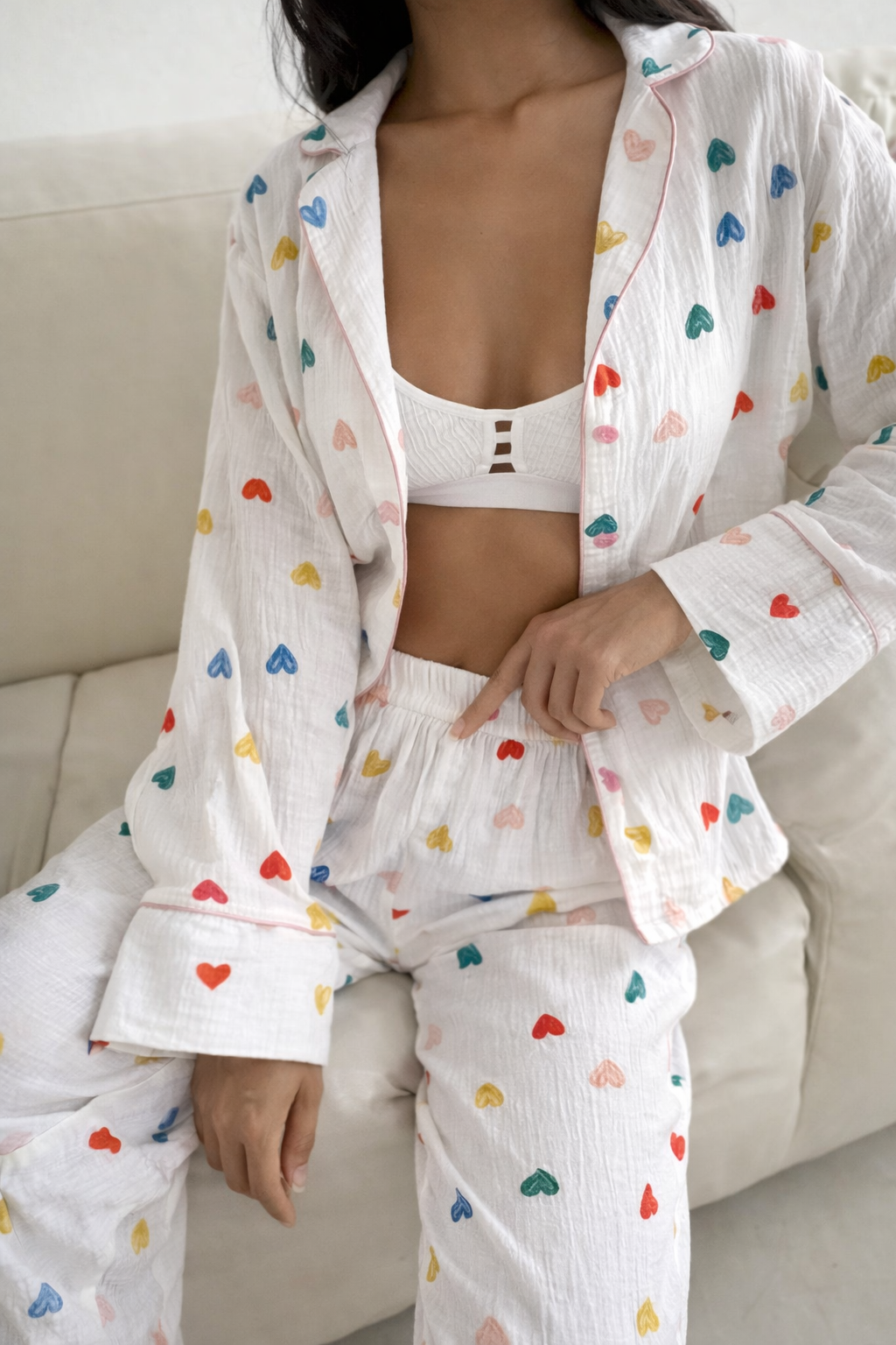 Velure Heart Print 100% Cotton PJ Set