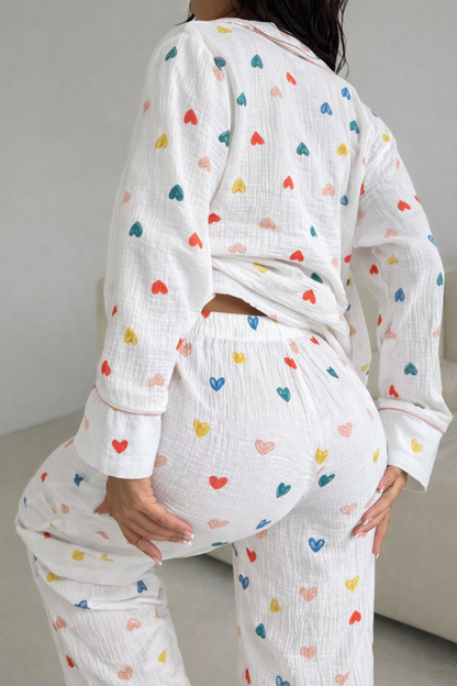 Velure Heart Print 100% Cotton PJ Set