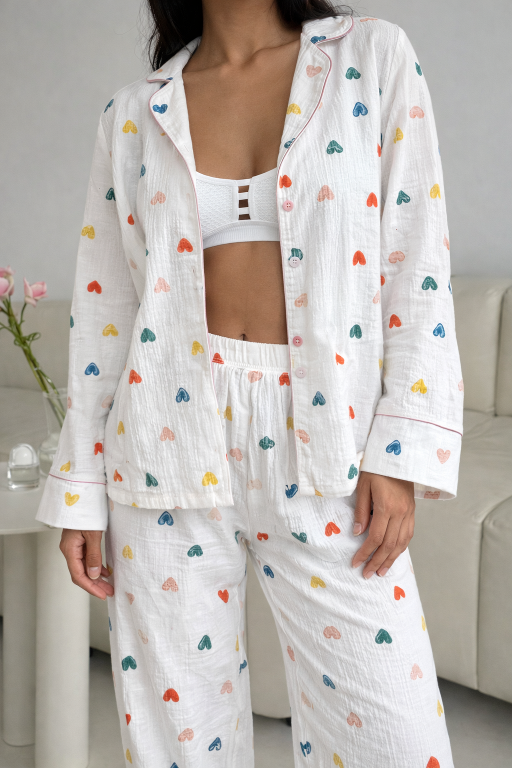 Velure Heart Print 100% Cotton PJ Set