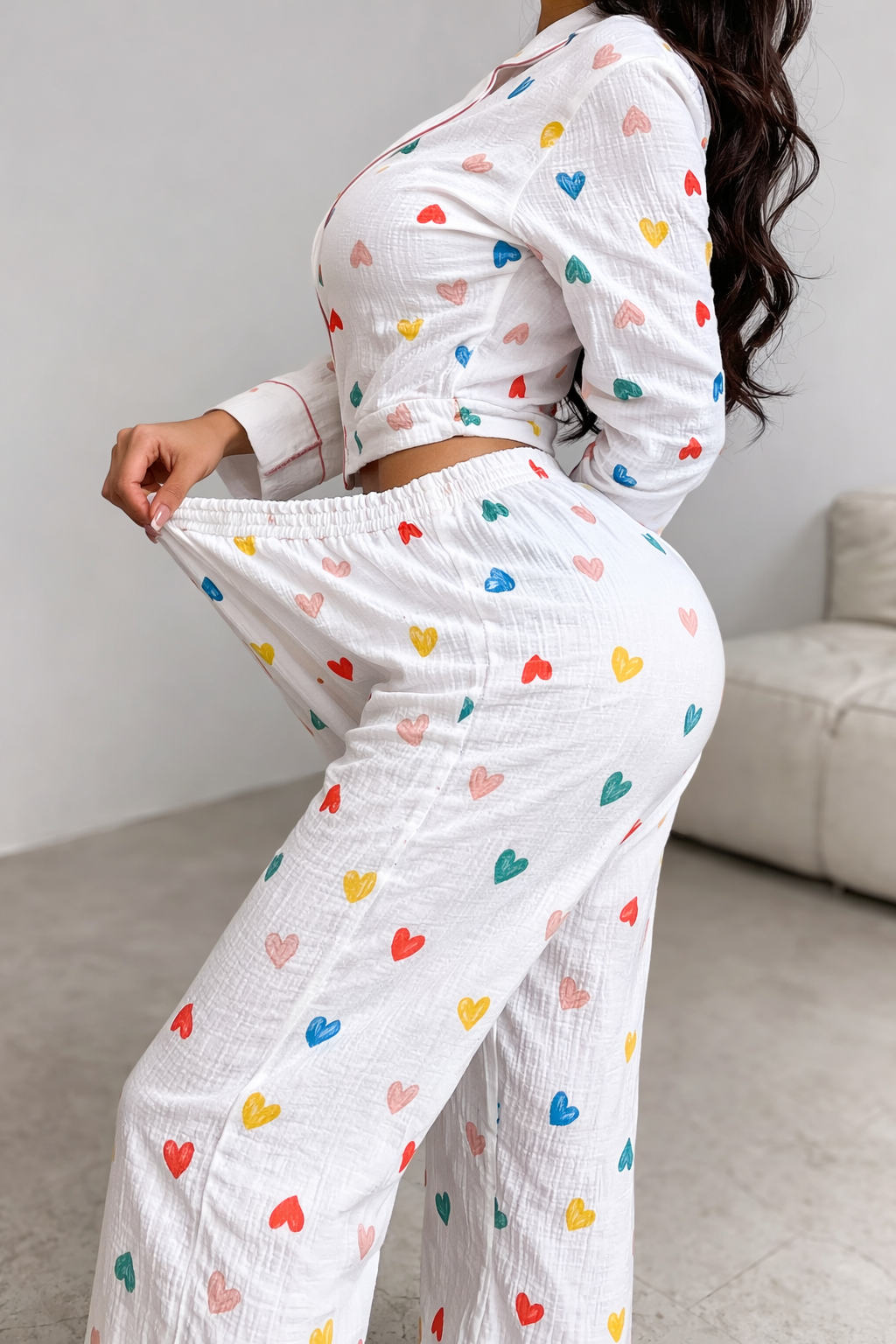 Velure Heart Print 100% Cotton PJ Set