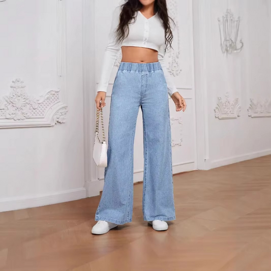 PalazzoEase™ Casual Denim-Style Pants