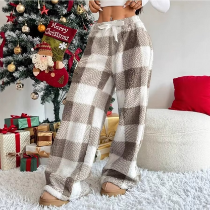 Women’s Plaid Wide Leg Bow Tie Pants