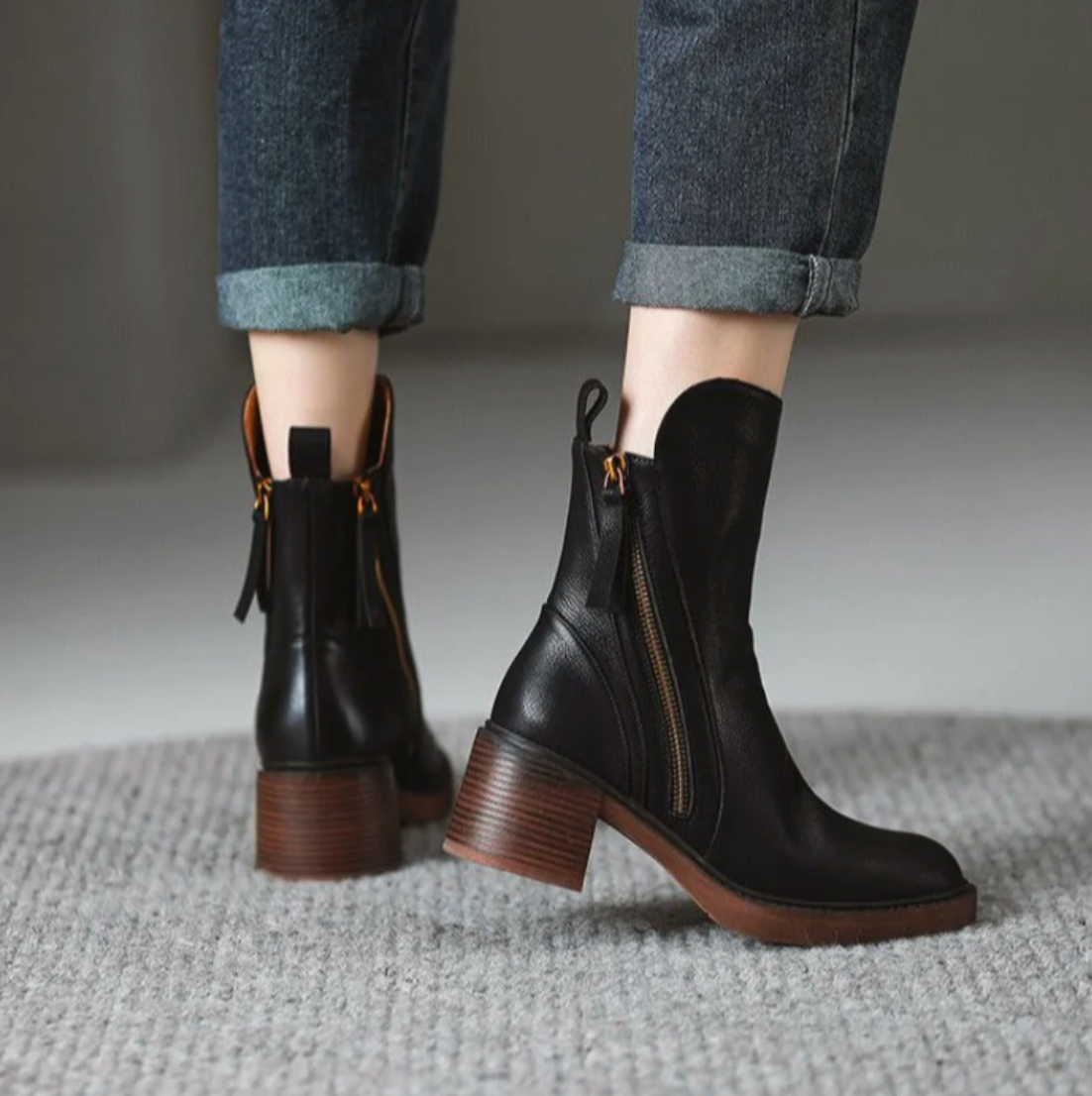 Chelsea Block Heel Ankle Boots