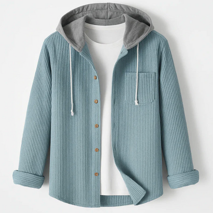 Hooded Corduroy ButtonUp Overshirt
