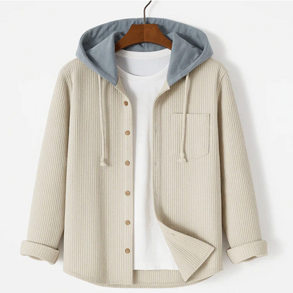Hooded Corduroy ButtonUp Overshirt