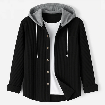 Hooded Corduroy ButtonUp Overshirt