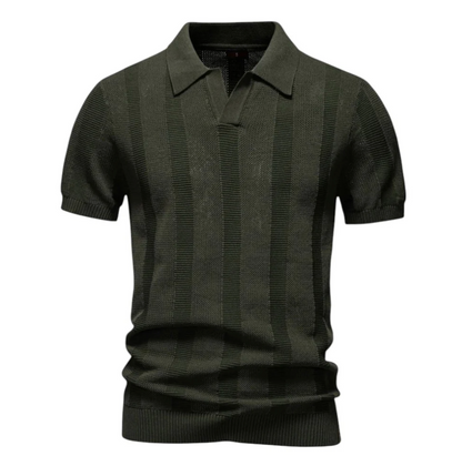 Textured Knit Polo Sweater