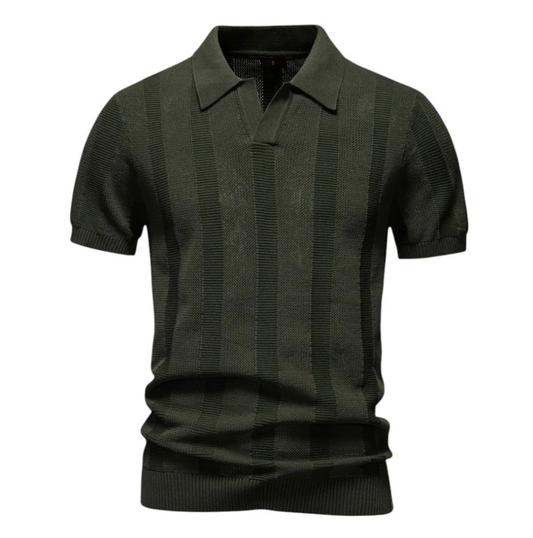 Textured Knit Polo Sweater