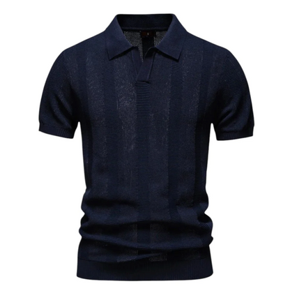Textured Knit Polo Sweater