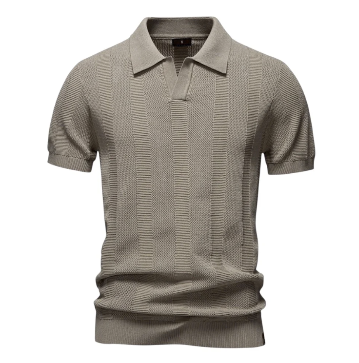 Textured Knit Polo Sweater