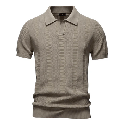 Textured Knit Polo Sweater