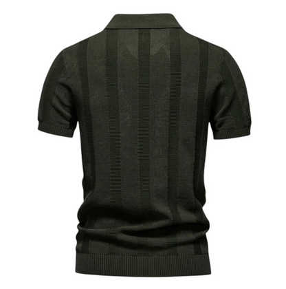 Textured Knit Polo Sweater