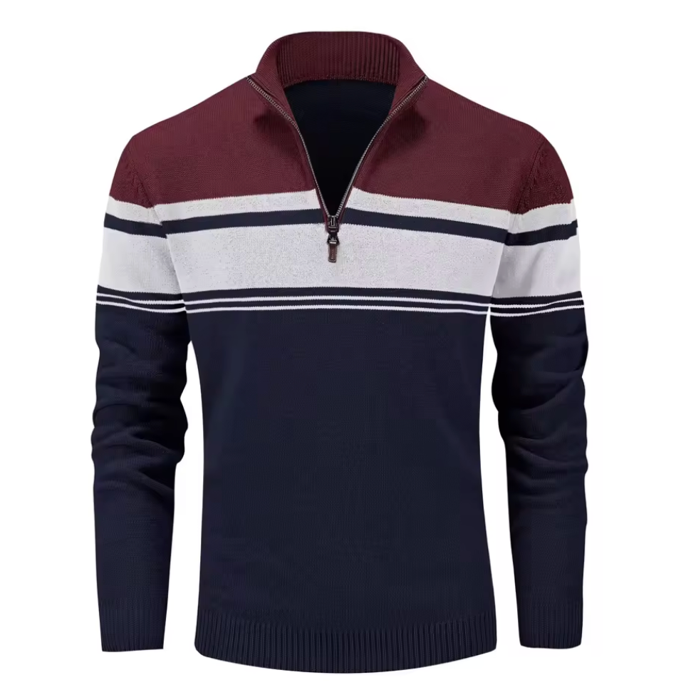 Varsity Stripe Half-Zip Sweater