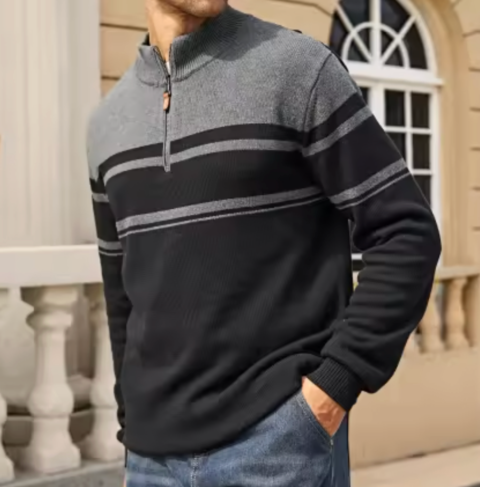 Varsity Stripe Half-Zip Sweater