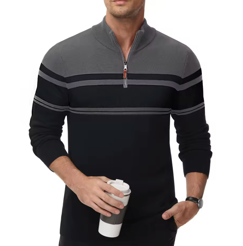 Varsity Stripe Half-Zip Sweater