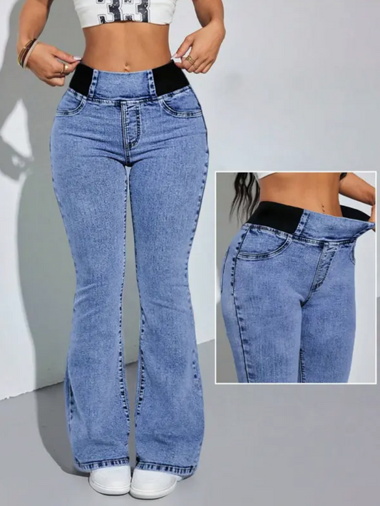 RetroFit Elastic Waist Flare Jeans