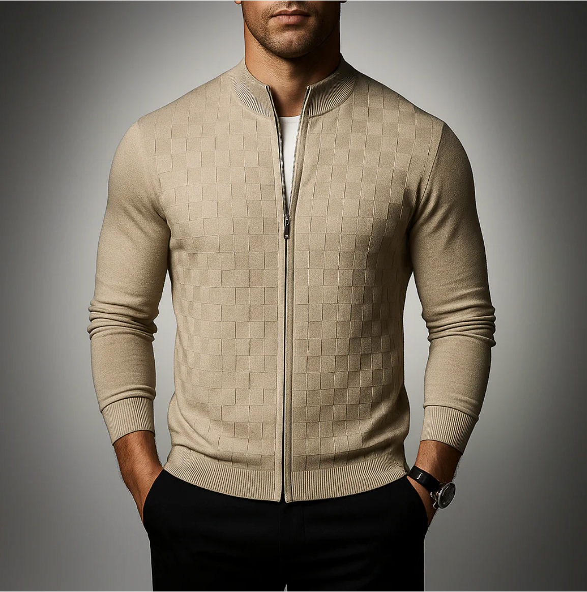 Men's Zip Knit Cardigan Sweater