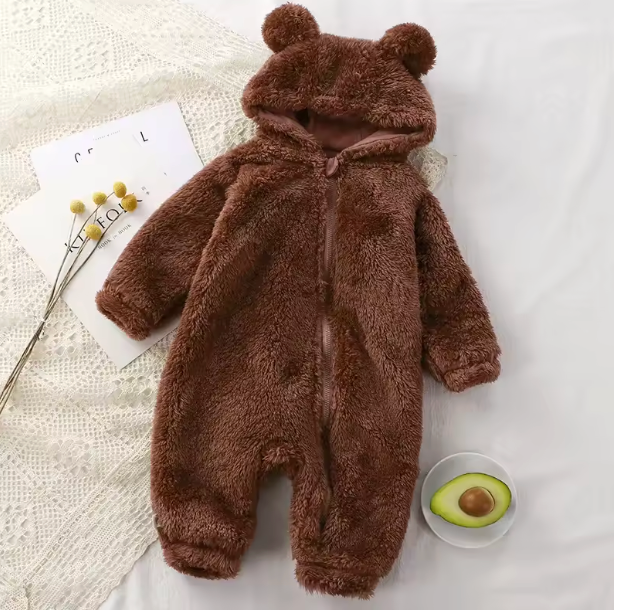 MeloBabe | Fluffy Hooded Romper with Ears