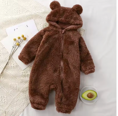 MeloBabe | Fluffy Hooded Romper with Ears