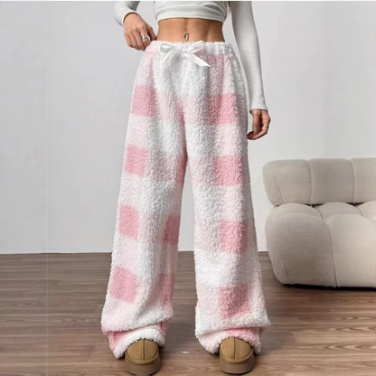Women’s Plaid Wide Leg Bow Tie Pants