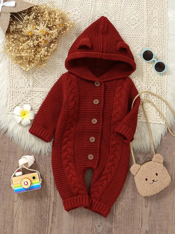 BabyBear Knit Hooded Romper