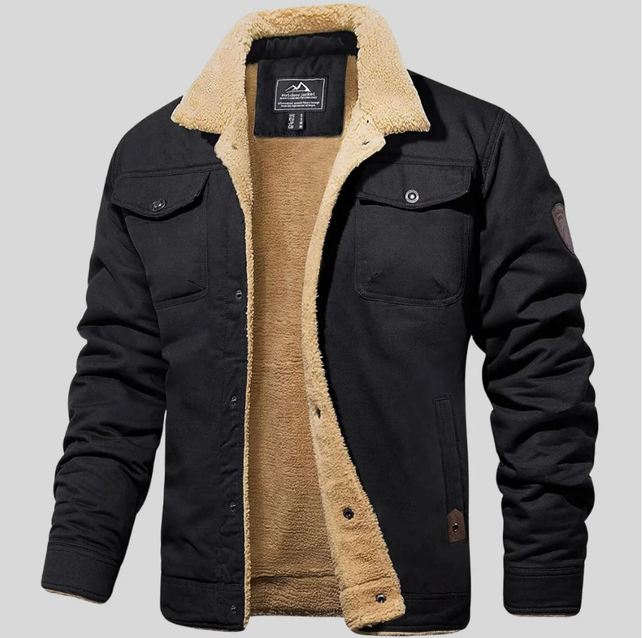 Fleece Lined Cargo Jacket for Men