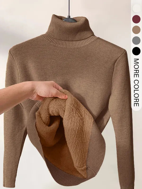Fleece-Lined Turtleneck Sweater