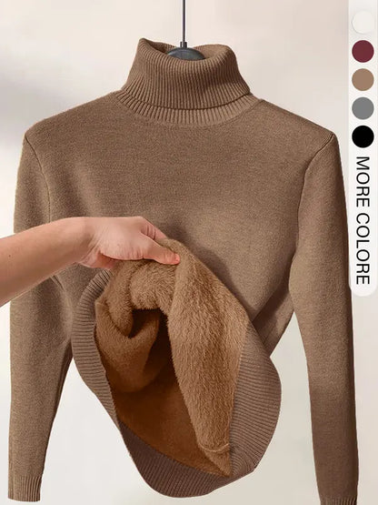 Fleece-Lined Turtleneck Sweater