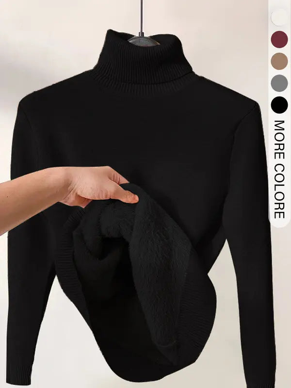 Fleece-Lined Turtleneck Sweater