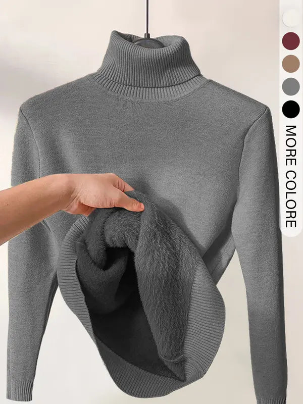 Fleece-Lined Turtleneck Sweater