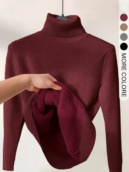 Fleece-Lined Turtleneck Sweater