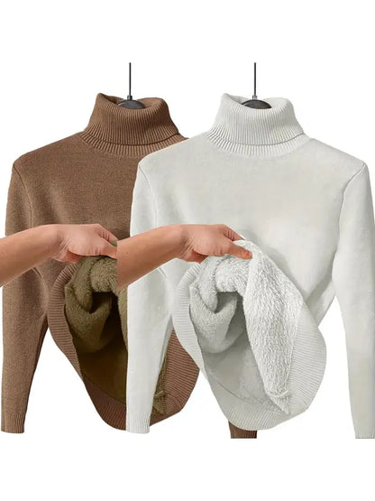 Fleece-Lined Turtleneck Sweater