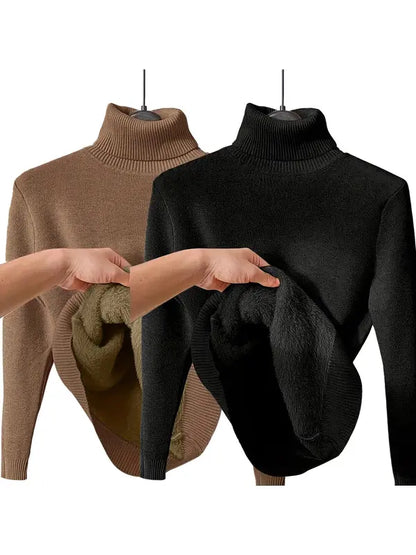 Fleece-Lined Turtleneck Sweater