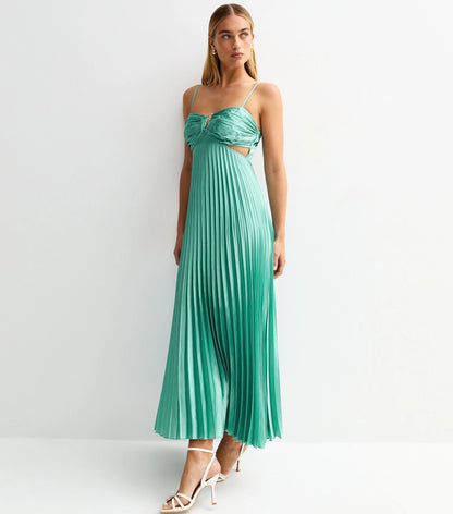 Rochie midi plisată albastră