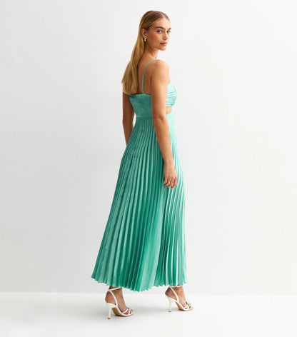 Rochie midi plisată albastră