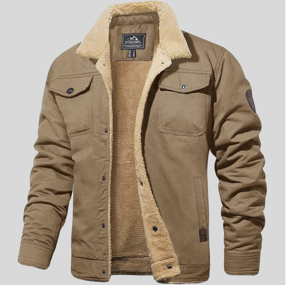 Fleece Lined Cargo Jacket for Men