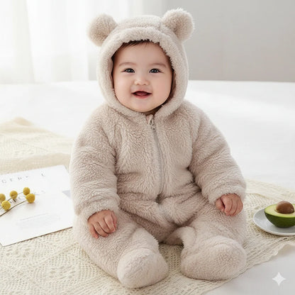 MeloBabe | Fluffy Hooded Romper with Ears